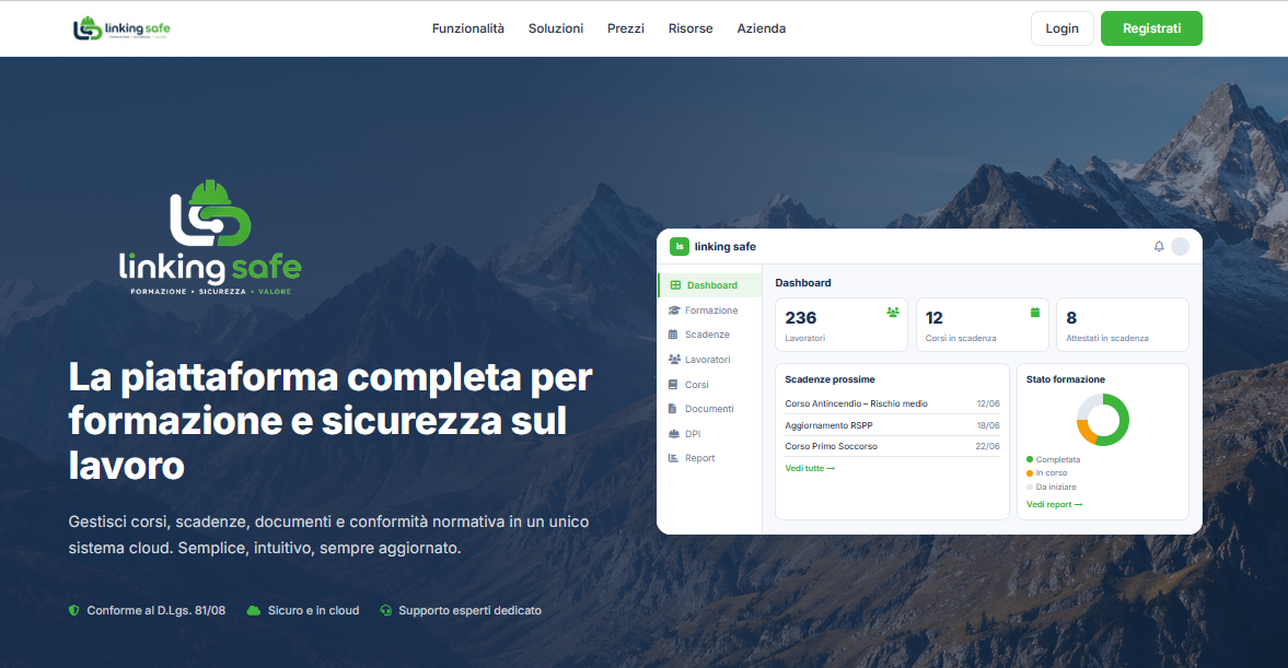 Anteprima della piattaforma Linking Safe
